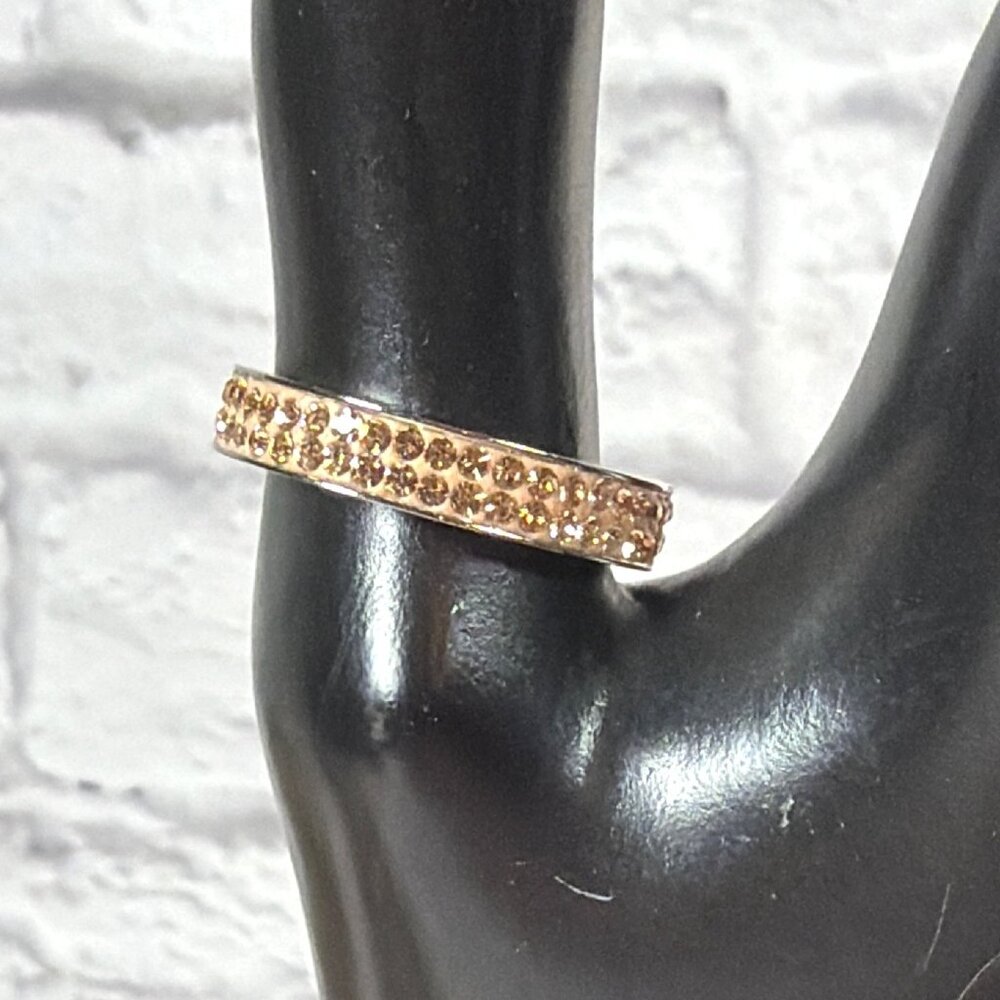NIB Coeur de Lion Rose Gold Stainless Steel Peach Swarovski Crystal Ring Sz 8.5 - Picture 13 of 16